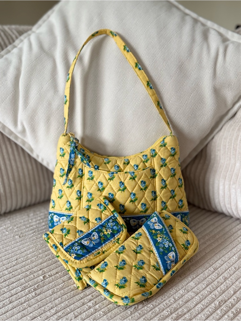 Rare Vintage Vera Bradley Katherine Shoulder Bag Set Quilted Wallet Glasses Pouc